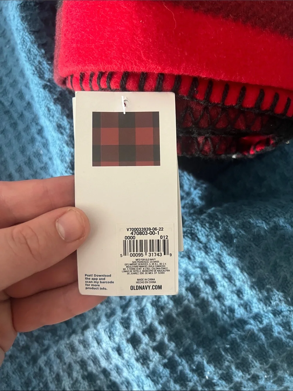 Old Navy Red and Dark Gray Plaid Fleece Throw